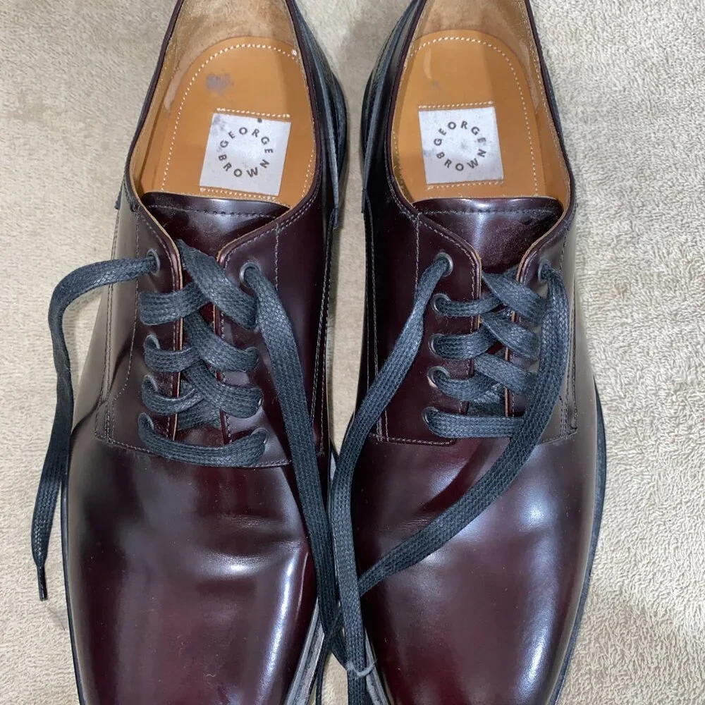 George Bilt Brown Men’s Burgundy Leather Lace-Up Oxfords Dress Shoes Size 9.5M - Picture 4 of 9